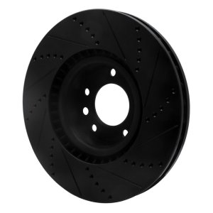 Porsche Cayenne Brake Rotor (1) - Front Left - R1 Concepts - Drilled & Slotted - Black - `08-`09